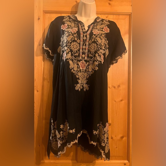 JOHNNY WAS Black Blouse sz L - Picture 1 of 8